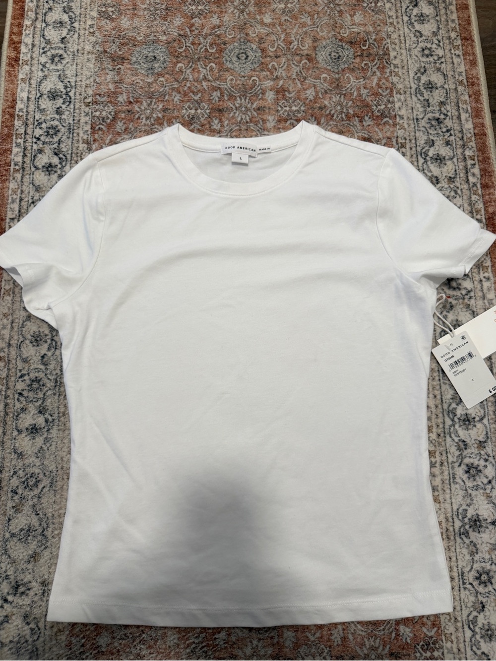 Good American White Essential Crew Neck T-Shirt NWT Size L